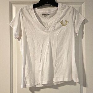 True Religion White V-Neck Women's Top